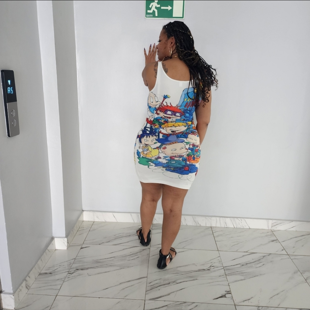 Colorful Graphic Print Dress - Picture 3 of 5